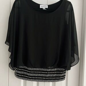 Joseph Ribkoff Black Chiffon Layered Top